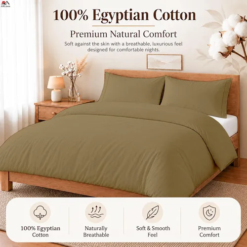 Vista 74 de ARlinen Juego de funda de edredón de tamaño individual, 100% algodón egipcio, juego de ropa de cama de 3 piezas con cierre de cremallera, incluye 1