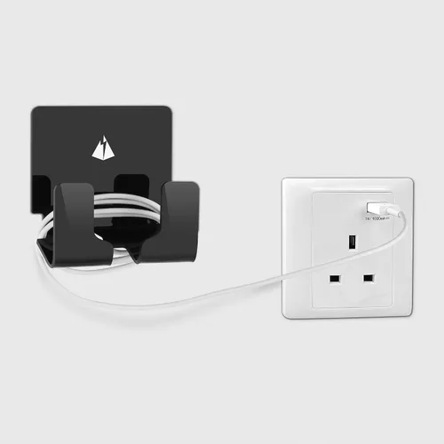 Vista 6 de Soporte de pared adhesivo para teléfonos inteligentes iPhone Montura para batería externa de pared (Negro)