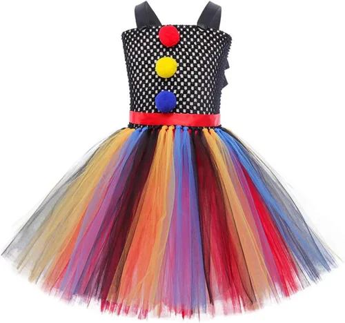 Vista 4 de Conjunto de bufón de espectáculo de payaso para niñas Colorido