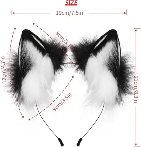 Vista 5 de Valpeak Orejas de zorro y cola Therian Tail Gear Orejas de lobo para niños, disfraz de zorro Therian Stuff esponjoso para niñas mayores de 1 año