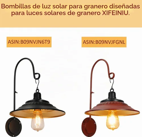 Vista 4 de Bombillas solares de granero, 2 piezas de repuesto de luces solares de granero, luz blanca cálida E26 Edison (blanco cálido, 0.2, vatios)