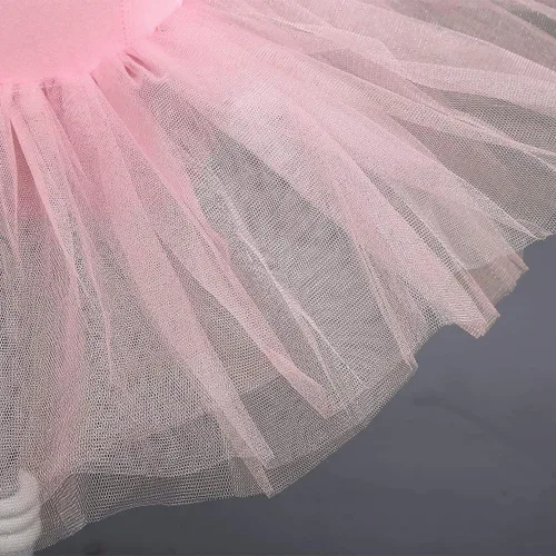 Vista 6 de IDOPIP Vestido de ballet con volantes y mangas con volantes para niñas pequeñas, tutú con falda, leotardo para bailarina, traje de gimnasia