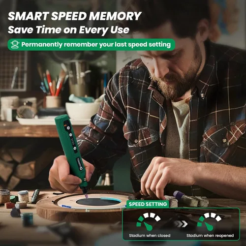 Vista 4 de HARDELL Mini herramienta giratoria inalámbrica, 5 velocidades USB-C 69 piezas kit para manualidades de bricolaje