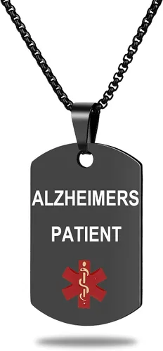 Vista 63 de Collar de alerta médica, etiqueta grabada con láser, grabado personalizado, etiqueta de identificación de acero inoxidable, colgante para hombres