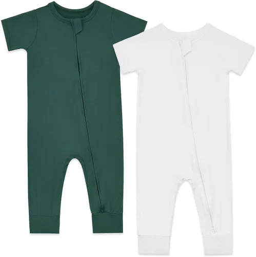 Vista 8 de Aablexema Pijama de rayón de bambú de manga corta para bebé Negro & gris