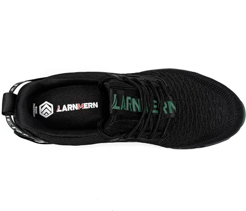 Vista 4 de LARNMERN Zapatos de punta de acero para hombres y mujeres, cómodos tenis de seguridad transpirables, zapatos de trabajo indestructibles