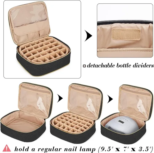 Vista 3 de LUXJA Organizador de esmalte de uñas desmontable de 2 capas, 60 botellas, Negro Se adapta a botellas de esmalte de uñas de 0.5 onzas líquidas