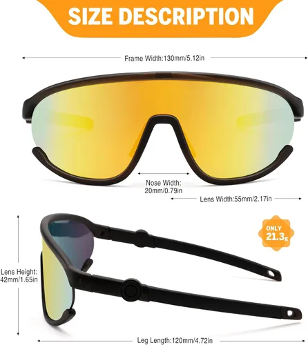 Vista 3 de NULOOQ Gafas de sol de béisbol para niños de 3 a 12 años, TR90 gafas de sol deportivas de marco flexible para niños y niñas, ciclismo y uso diario