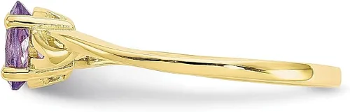Vista 3 de Anillo de oro amarillo de 10 quilates con piedra natal de amatista morada tamaño 700 de piedra de febrero joyería fina para mujeres regalos