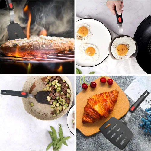 Vista 6 de Juego de 4 Espátulas Volteadoras de Silicona, Wiztoynia Espátulas de Cocina Resistentes al Calor 600°F para Utensilios de Cocina Antiadherentes