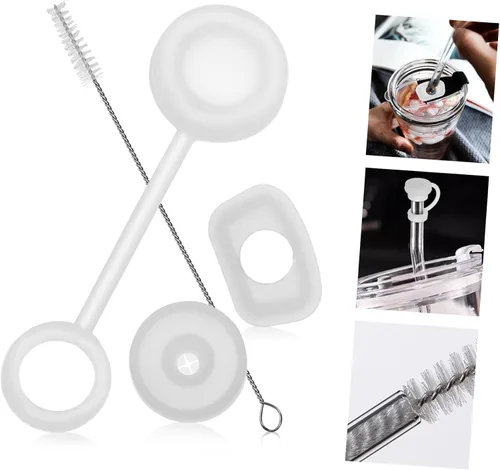 Vista 6 de 12Pcs Silicone Spill Stoppers Set with Straw Cover Cleaning Brushes Leakproof for Cup Includes Stoppers