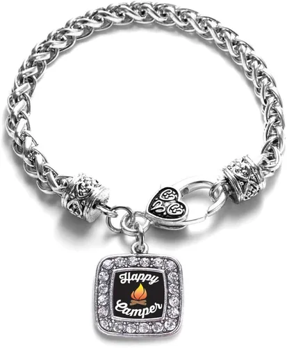 Vista 95 de Pulsera de dijes cuadrados de plata con joyería de circonita cúbica