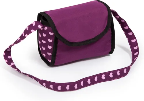 Vista 3 de Bayer Trendy - Cochecito para muñecas, color rosa y burdeos con asa ajustable Fits 18 Inch Dolls, Foldable Metal Frame with Matching Shoulder Bag