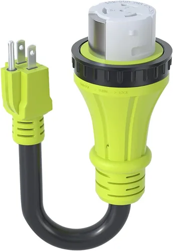 Vista 8 de Cable adaptador de enchufe RV de 15 amperios a 30 amperios de 110 voltios, NEMA 5-15P macho a L5-30R Twist Lock hembra, Heavy Duty STW calibre 10
