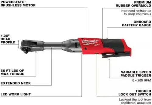 Vista 3 de Milwaukee 2560-20 M12 Combustible, Trinquete extendido de 3/8" (herramienta básica)