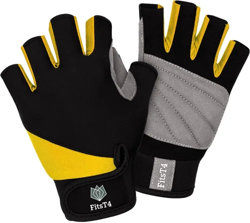 Vista 9 de FitsT4 Sports Guantes de medio dedo con palma acolchada para buceo, vela, moto acuática, paddle surf, kayak y esquí acuático, adecuado para hombres