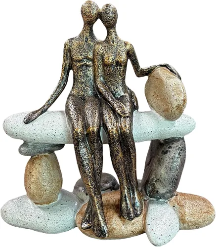Vista 11 de Lescafita Figurillas Románticas de Pareja Escultura – Escultura Abstracta de Pareja en Banco de Piedra, Estatua de Decoración Moderna para el Hogar