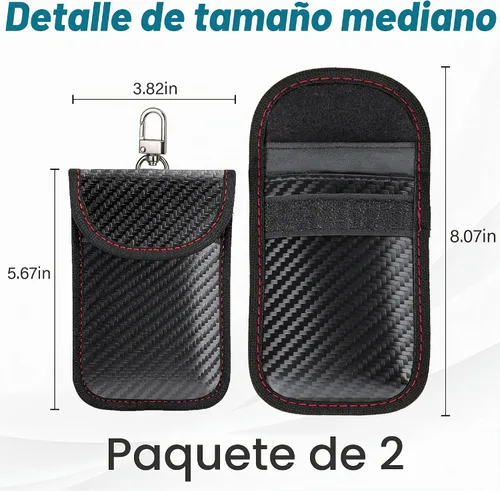 Vista 3 de BFXM Faraday - 2 bolsas para llaves de automóvil, bolsa de bloqueo de señal RFID, protector antirrobo, funda bloqueadora de señal de teléfono
