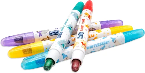 Vista 7 de Holiday Smelly Gellies – Palitos de colores en gel con purpurina patentada, crayones y resaltadores – 5 unidades – Regalos para niños, relleno