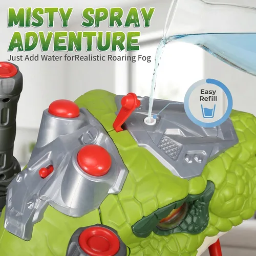 Vista 5 de Coches de Dinosaurio Montables para Niños, Juguetes Eléctricos con Música, Luz y Humo, Regalo para Niños de 3 a 5 Años, Patinete para Preescolar