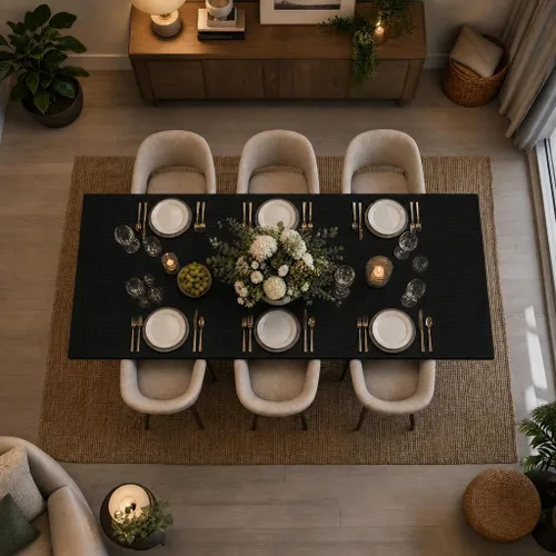 Vista 3 de 71 Inch Rectangular Dining Table, Wooden Kitchen Table with Sturdy Heavy Duty Legs, Modern Dining Room Furniture for 6-8 People Family Use