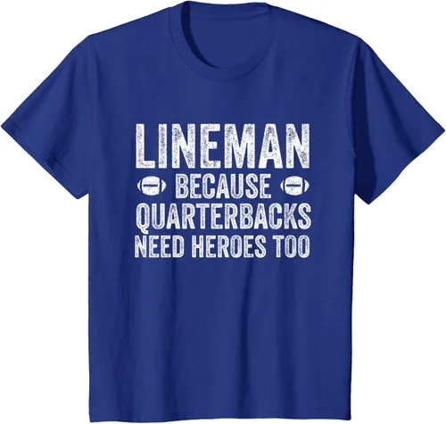 Vista 62 de Lineman Because Quarterbacks Need Heroes Camiseta de fútbol linieros S Negro