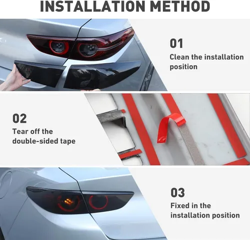 Vista 7 de Accesorios de cubierta de protección de luz trasera exterior de automóvil ABS para Mazda 3 BP 2020 2021