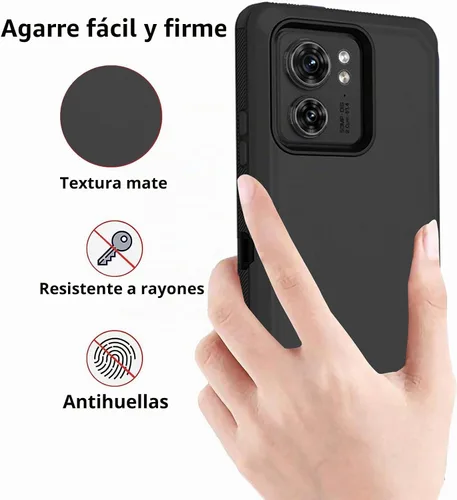 Vista 5 de Funda protectora resistente para Motorola Edge 2023 (no para la versión Edge+), resistente a prueba de golpes, a prueba de polvo, 3 en 1, para Negro