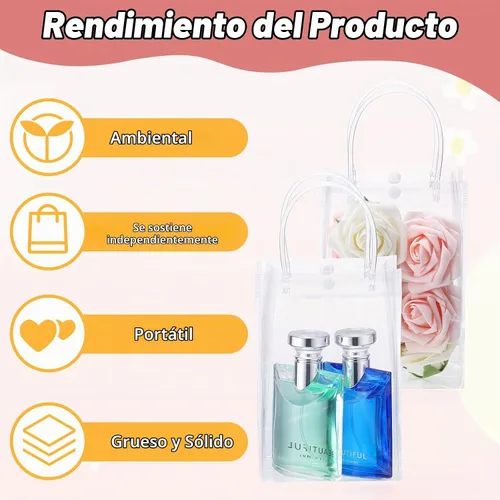 Vista 4 de Amylove 24 bolsas de regalo de plástico de PVC transparente con asa, bolsas de regalo reutilizables transparentes para compras, mercancías