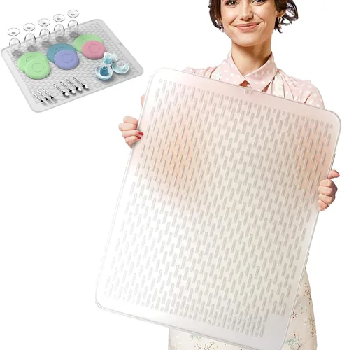 Vista 7 de Monster Mat - Tapete de silicona extra grande para secar platos (30 x 24 pulgadas), tapete de silicona resistente y de secado rápido, tapete