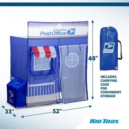 Vista 3 de Kid Trax USPS - Tienda de campaña desplegable Cape Cod Pretend de oficina de correos, juguetes para niños, carpas interiores para niños, juguetes