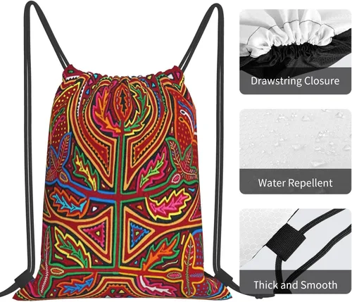 Vista 5 de Mola De Panamá Mochila Deportiva Bolsa De Gimnasio Bolsa De Cordón Bolsa De Cuerda Para Yoga Natación Para Hombres Mujeres, Mola De Panamá1