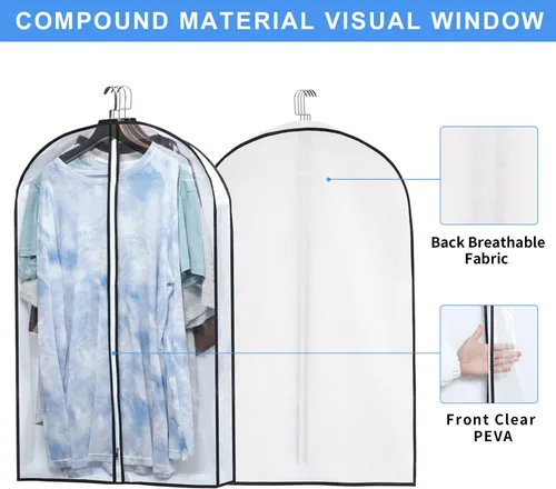 Vista 5 de Mskitchen Almacenamiento de ropa colgante con fundas reforzadas de 4 pulgadas (juego de 6) – Traje transparente, suéter, camisa, protectores