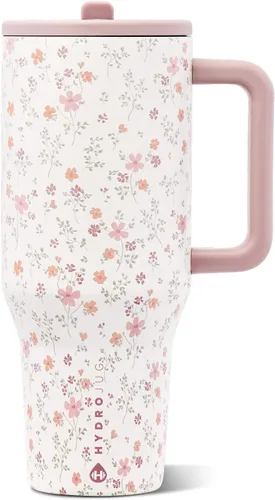 Vista 27 de HydroJug Traveler - Botella de agua de 40 onzas con asa y pajita abatible - Cabe en portavasos, vaso resistente a fugas - Reutilizable, aislado