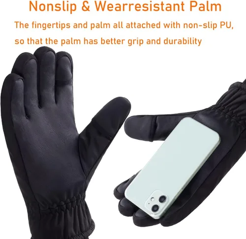 Vista 4 de LJCUTE Winter Fingerless Fishing Gloves for Men Women, Water Repellent & Windproof Cold Weather Touchscreen Snow & Ski Gloves for Motorcycle Skiing