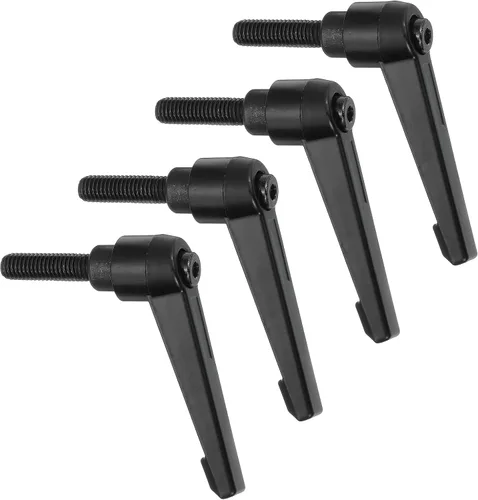 Vista 24 de uxcell 4 perillas ajustables M5 x 0.472 in, rosca macho, botón de trinquete, bloqueo rápido, perno giratorio para maquinaria de torno, color negro