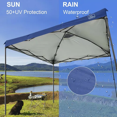 Vista 32 de KAMPKEEPER Cubierta de Repuesto Superior para Carpa Toldo Emergente con Ventilación de Aire y Correa Elástica Ajustable, Poliéster Resistente a Azul