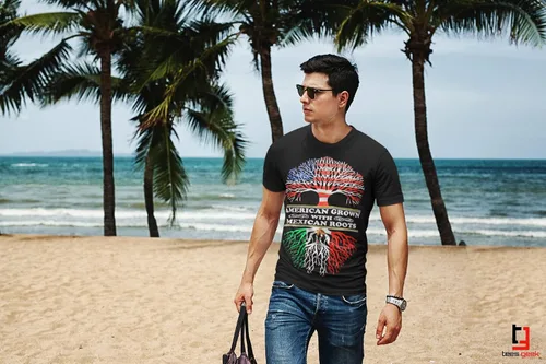 Vista 2 de American Grown Mexican Roots - Camiseta divertida