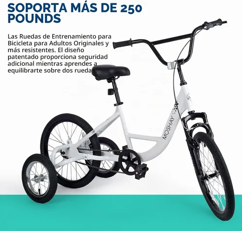 Vista 7 de MOSHAY Bicicleta de rueda de entrenamiento adaptable de 20 pulgadas