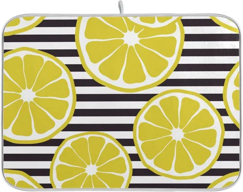 Vista 15 de Tapete absorbente para secado de platos para encimera de cocina, conchas verdes en la tabla de madera, almohadilla de secado de microfibra, 27