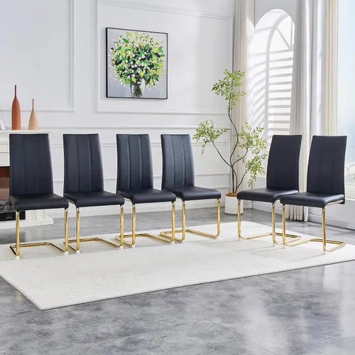 Vista 16 de Juego de 2 sillas de comedor, sillas de comedor tapizadas con respaldo alto negro con patas de metal cromado, sillas laterales de cocina modernas