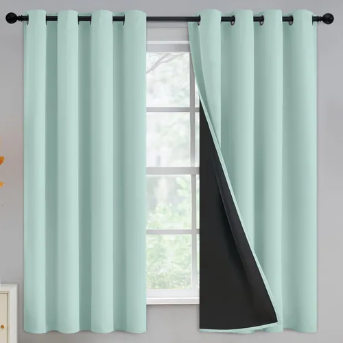 Vista 177 de Yakamok Cortinas negras, cortinas de ventana con aislamiento térmico y eficiencia energética para dormitorio, cortinas opacas completas y cortinas