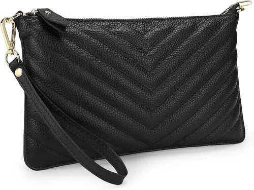 Vista 31 de YALUXE Women's Genuine Leather Wristlet Handbags Purses Clutch Wallet Bag 1- Correa de cuero blanco