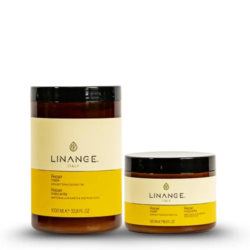 Vista 5 de LINANGE Mascarilla reparadora con manteca de karité y aceite de coco, tratamiento nutritivo para el cabello, 33.8 oz.