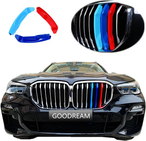 Vista 10 de Tiras de rejilla insertadas tricolores compatibles con BMW 2003-2006 E53 X5, parrilla central de riñón de 7 vigas