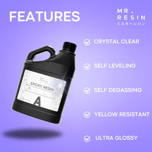 Vista 2 de Kit de resina epoxi de 64 onzas por Mr. Resin Crystal Clear Epoxy Resin para artes y manualidades: ¡cura en 24 horas! Mesas de río, moldes, llaveros
