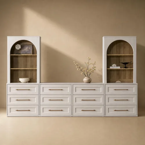 Vista 10 de mopio Blake Centro de entretenimiento de 4 piezas con almacenamiento, cómoda gabinete de almacenamiento modular de granja moderna soporte para TV