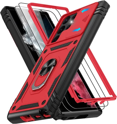 Vista 66 de Gritup Funda para Google Pixel 6 con cubierta deslizante para cámara y protector de pantalla (2 unidades), soporte de anillo giratorio 360°, funda