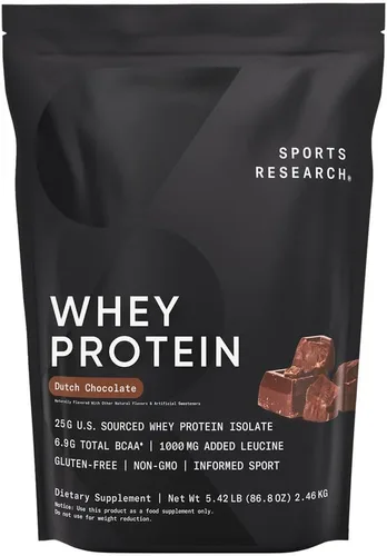 Vista 13 de Sports Research® 100% proteína de suero aislado de chocolate mantequilla de maní – Proteína en polvo de origen estadounidense con BCAA – Sin sabores