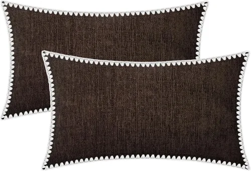 Vista 71 de BRAWARM Fundas de almohada 40x40 cm - Paquete de 2 fundas de almohada de chenilla negra, fundas de almohada de chenilla suave teñida sólida